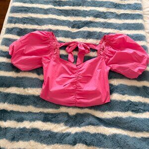 Strut and Bolt Pink Puff Sleeve Top Size Large